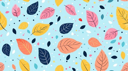 autumn season foliage beauty nature, seamless pattern nursery design cartoon style illustration with grungy texture, Generative Ai