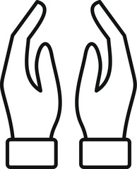 Hands meditation gesture icon outline vector. Hand prayer. Mudra peace