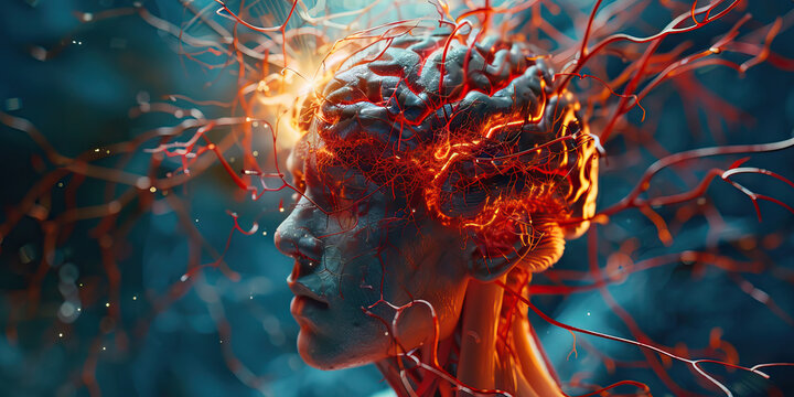 Primary Angiitis of the Central Nervous System (PACNS): The Brain Vasculitis and Neurological Deficits - Imagine a person with highlighted brain showing vasculitis