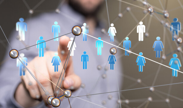 Global network. Blockchain. 3D illustration. Neural networks and artificial intelligence. Abstract