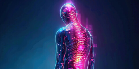 Hereditary Spastic Paraplegia: The Muscle Spasticity and Gait Disturbances - Imagine a person with highlighted spinal cord showing hereditary spastic paraplegia, experiencing muscle spasticity