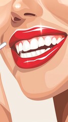 Beautiful smile of young woman with healthy white teeth on white background, Dental care Dentistry concept - obrazy, fototapety, plakaty