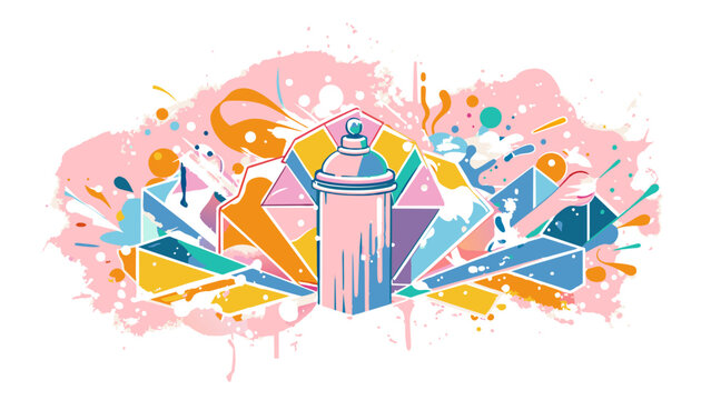 Vibrant Graffiti Spray Can with Abstract Artistic Splatter
