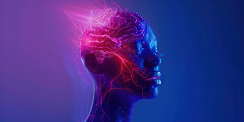 Neuro-Beh&ccedil;et's Disease: The Brain Inflammation and Neurological Symptoms - Picture a person with highlighted brain showing effects of Beh&ccedil;et's disease, experiencing brain inflammation