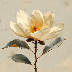 Vintage-Inspired Magnolia Flower Illustration