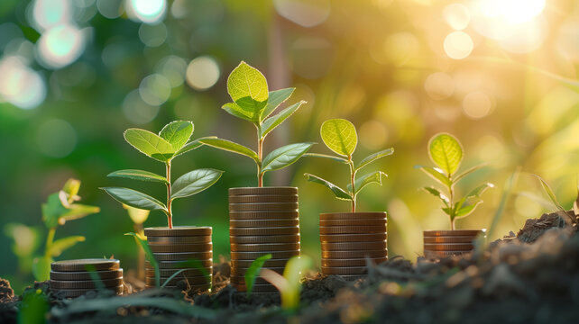 money stack, investment growth compound interest, financial success, increase deposit value concept