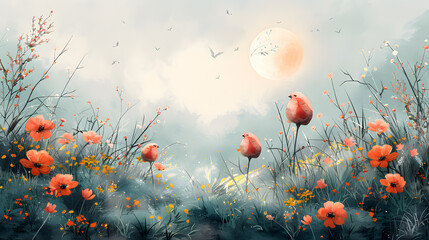 Obraz premium Turquoise Watercolor Easter Design - Perfect for Wedding or Anniversary Invitations