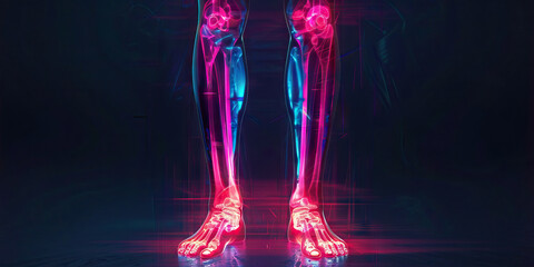 Tibia Fracture: The Shin Pain and Deformity - Picture a person with a highlighted tibia bone, experiencing sharp shin pain and visible deformity - obrazy, fototapety, plakaty