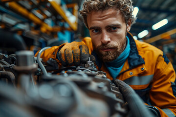 An experienced mechanic diagnosing and repairing a complex automotive issue, their expertise and problem-solving skills ensuring vehicles run smoothly and safely on the road