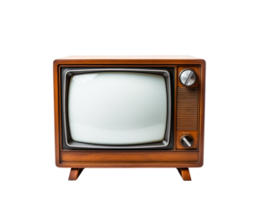Vintage wooden television set with a blank screen, isolated on white, a retro technology classic. Generative AI