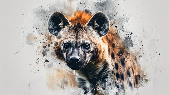 Spotted hyena digital art against abstract background