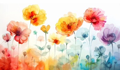 Colorful watercolor flower merging with a human silhouette