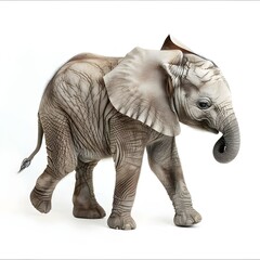 Portrait of an elephant isolated on the white background
