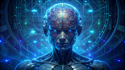 AI robot brain concept being connected into the internet