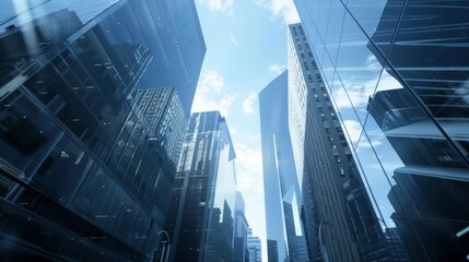 A towering cityscape of glass and steel