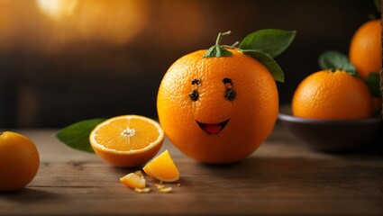 orange fruit character HD 8K wallpaper Stock Photographic Image