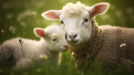 sheep and lamb in love