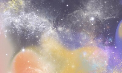 colorful abstract pastel stars and cloud galaxy patterned background, purple  gradient background