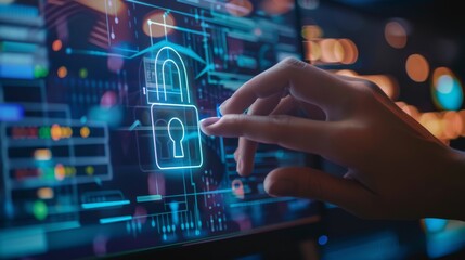 Enhance online security with secure software, integrating security locks and futuristic protection measures to uphold privacy and access standards through tech innovation.