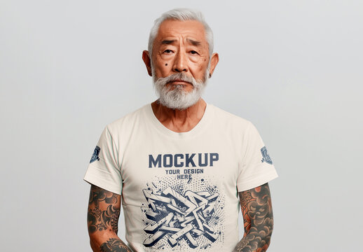 Old Man in a T-Shirt with Generative AI