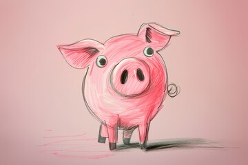 a pig pencil drawing for children