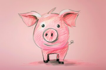 a pig pencil drawing for children