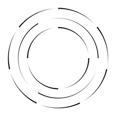 Halftone speed lines circle. Geometric art in circle form. Round swirl movement symbol. Halftone circular frame. Vector design element
