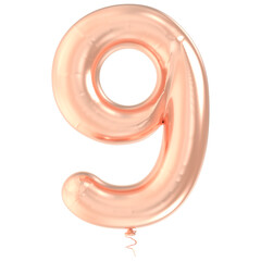 Gold Balloon Number 9 3d render
