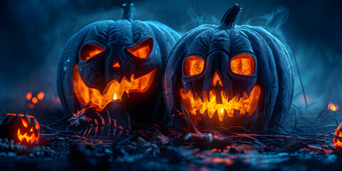 Modern Halloween Banner with Gothic Typography and Deep Orange Accents for Fall Seasonal Decor