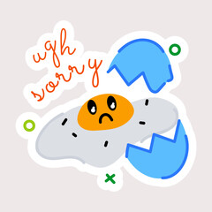Get this flat sticker of broken egg 