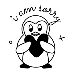 Get this glyph sticker of regretting sad penguin 