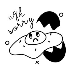 Get this glyph sticker of broken egg 