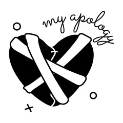Download glyph sticker depicting wounded heart 