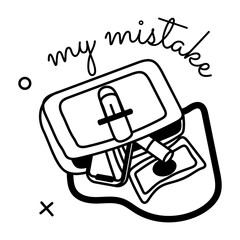 A glyph sticker of open purse with typography 