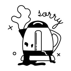 Get this glyph sticker of broken kettle 