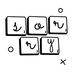 Trendy glyph sticker of sorry word 