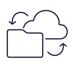 Cloud folder line icon. Data backup concept. Cloud sync and storage. Linear logo. Symbol on a white background. Modern outline pictogram. Editable vector stroke. Pixel Perfect.