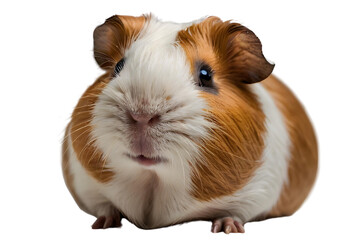funny guinea pig smiling on white background - obrazy, fototapety, plakaty