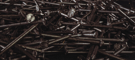 Background of a pile of metal nails
