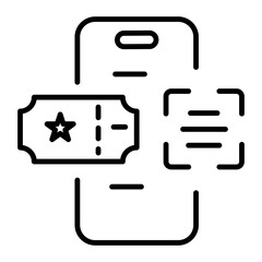 Customizable linear icon of ticket scanning app 