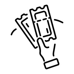 Easy to edit linear icon of show tickets 