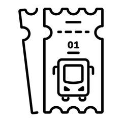 Editable linear icon of a bus ticket 