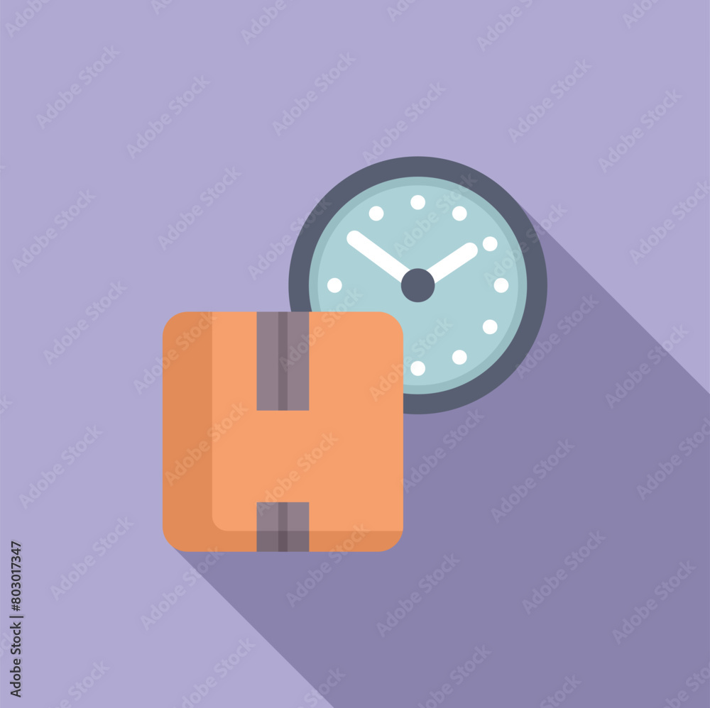 Sticker Parcel time of delivery icon flat vector. Fast delivery. Package element