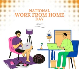 CUTE NATIONAL WORK FROM HOME DAY TEMPLATE DESIGN