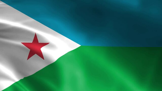 Djibouti flag fluttering in the wind. detailed fabric texture.