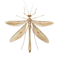 top view of a delicate mayfly isolated on a white transparent background