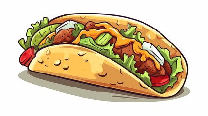 Taco food cartoon vector icon illustration food object icon concept isolated flat vector
