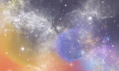 colorful abstract pastel stars and cloud galaxy patterned background, purple  gradient background