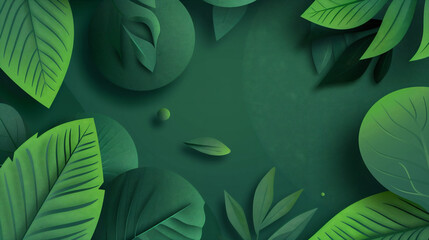 Simple green leaf and geometric shapes background