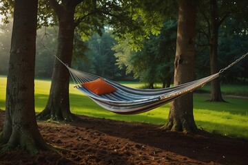 As a gentle breeze meanders through the forest, the hammock responds with a graceful sway, its fringes brushing against the verdant foliage. 